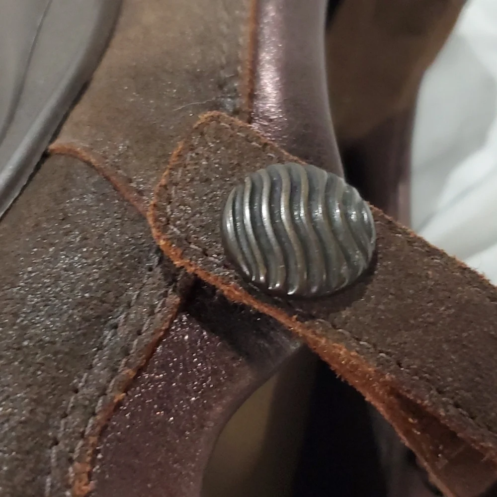 SAS Mary Jane brown and metallic copper  leather shoes